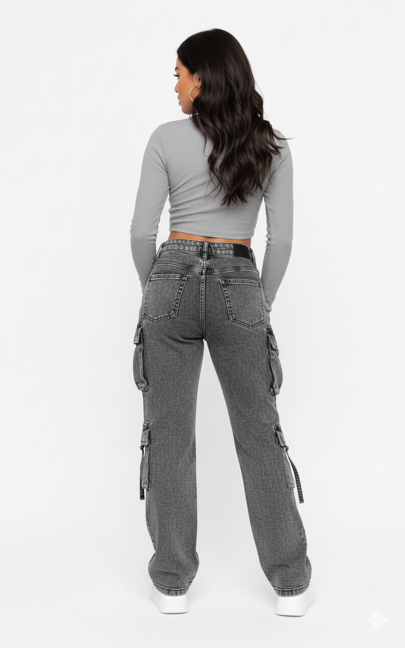 Jeans Cargo -Gris