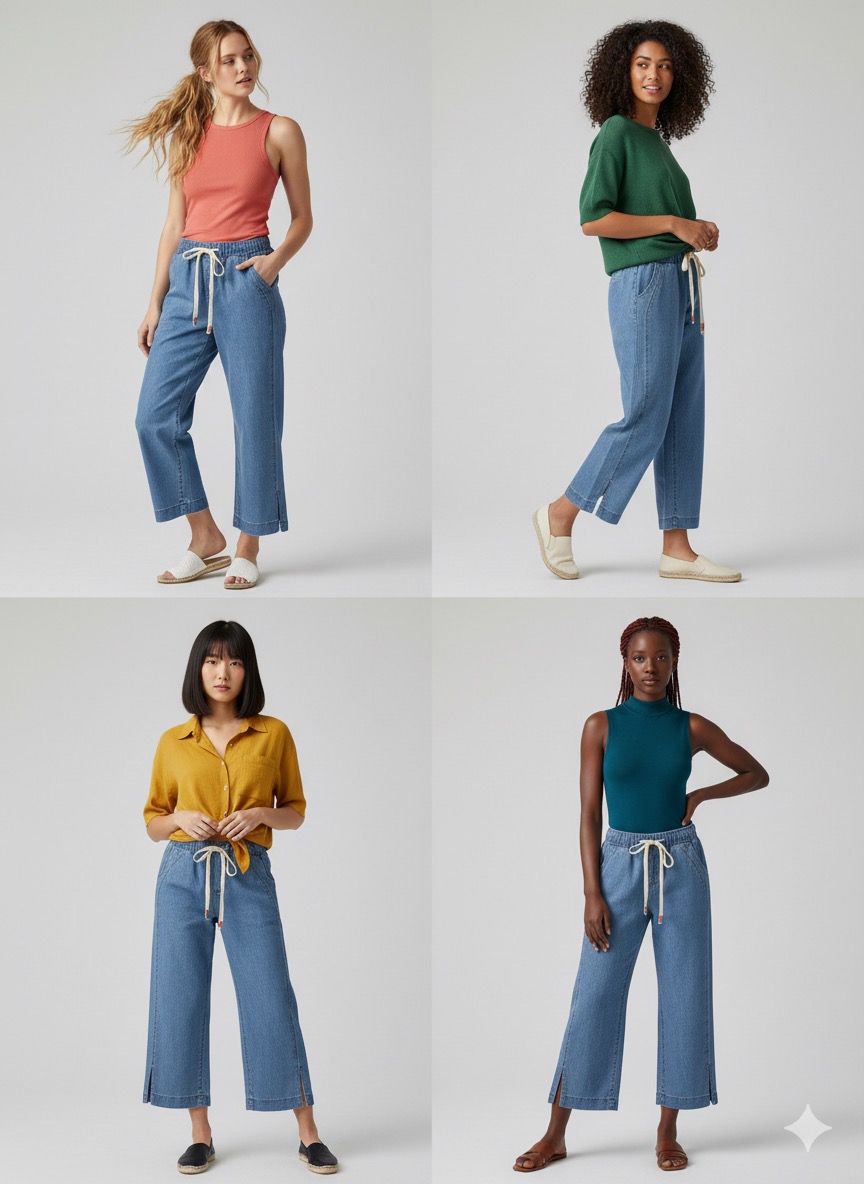 Jeans Wide Leg con Cordón