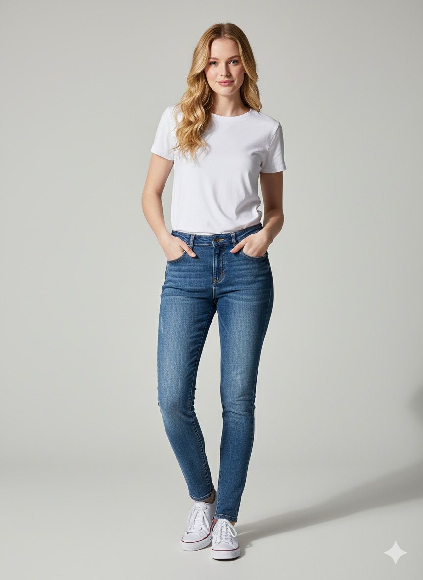 Jeans Slim Fit de Tiro Medio